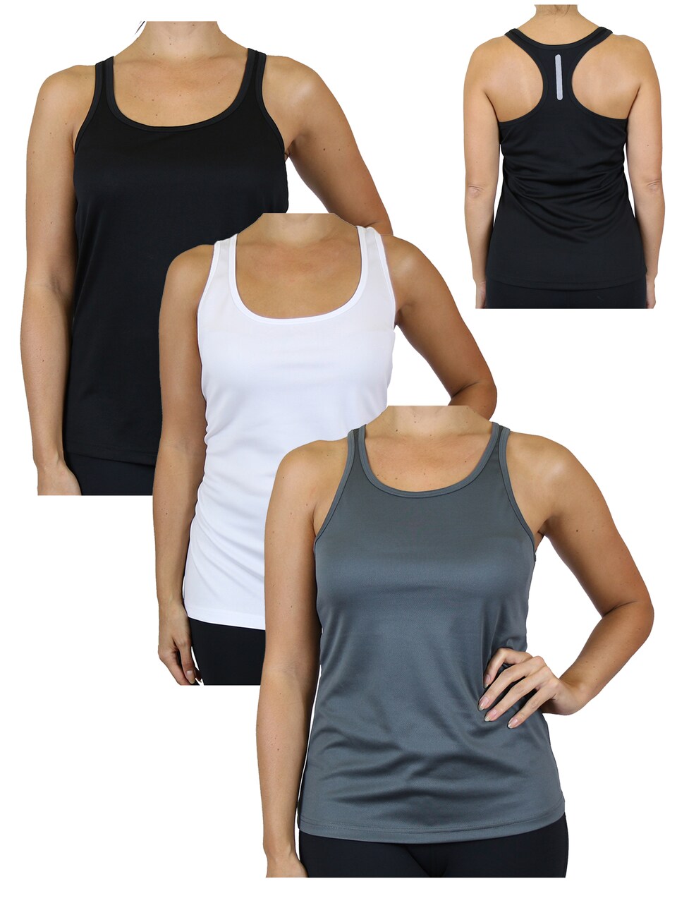 Galaxy By Harvic Women's Moisture Wicking Racerback Tank-3 Pack (S-3XL)
